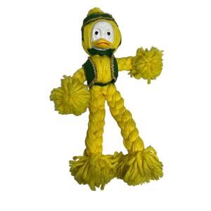 Vintage Handmade crocheted duck Soft Doll with hard plastic face Creepy & Funky